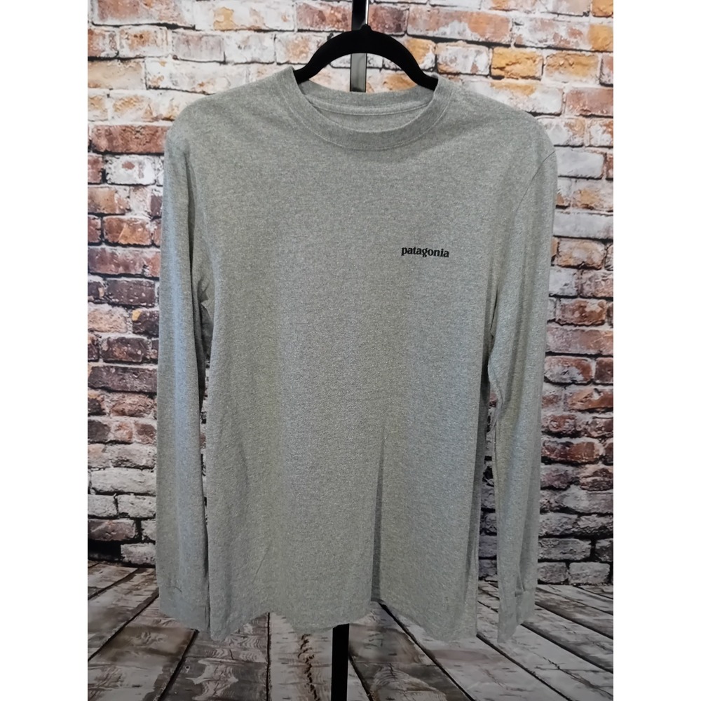 Patagonia Men's Gray Cotton Long Sleeve Graphic T-Shirt Size XS